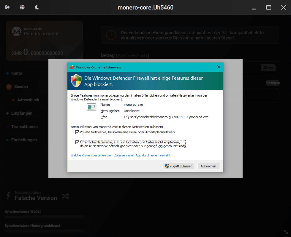 Windows Defenter Zulassen