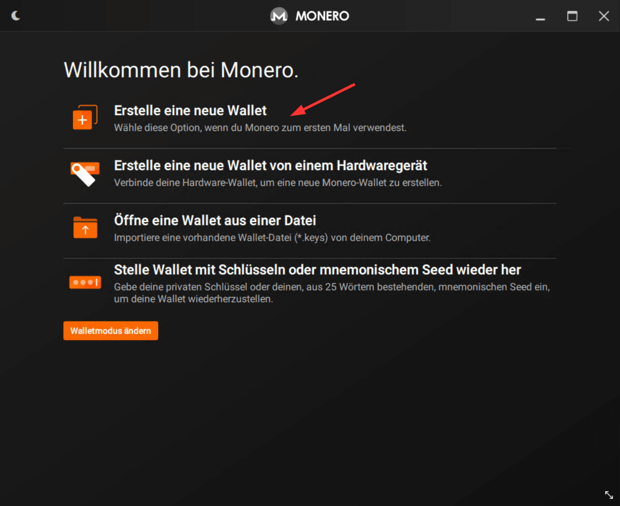 Neue Wallet-Adresse erstellen